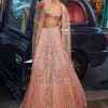Peach Sequin Lehenga Set