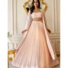 Peach Sequins Lehenga With Chikankari Cape