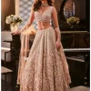 Peach Sparkle Embroidered Organza Lehenga Set