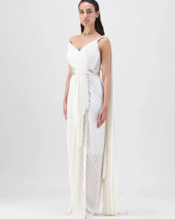 Pearl Structured Mineral Jersey Plisse Gown