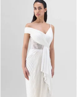 Pearl Structured Mineral Jersey Plisse Gown