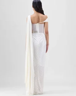 Pearl Structured Mineral Jersey Plisse Gown