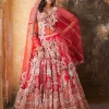 Persephone Red Raw Silk Bridal Lehenga