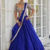 Persian Blue Linear Mirror Embroidered Lehenga Set