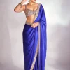 Persian Blue Satin Sari Set