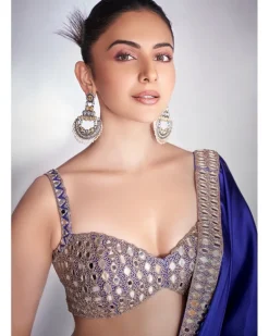 Persian Blue Satin Sari Set