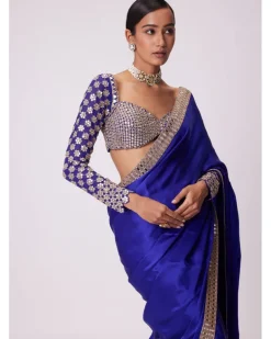 Persian Blue Satin Sari Set