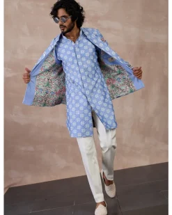 Persian Violet Kairos Front Open Degut Nehru Jacket Set