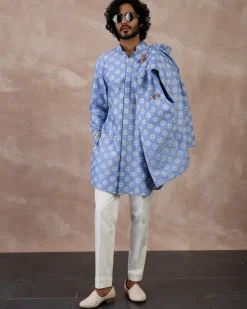 Persian Violet Kairos Front Open Degut Nehru Jacket Set