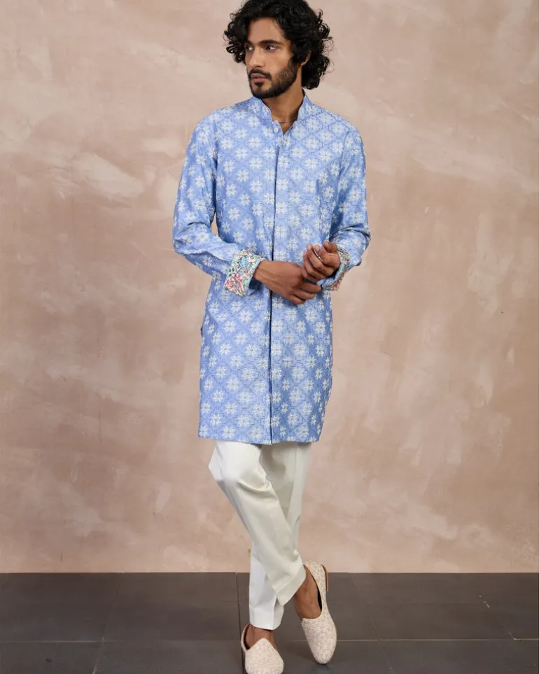 Persian Violet Kairos Front Open Degut Nehru Jacket Set
