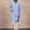 Persian Violet Plain Chanderi Straight Kurta Set