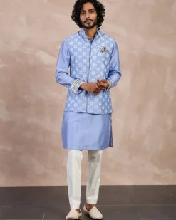 Persian Violet Plain Chanderi Straight Kurta Set