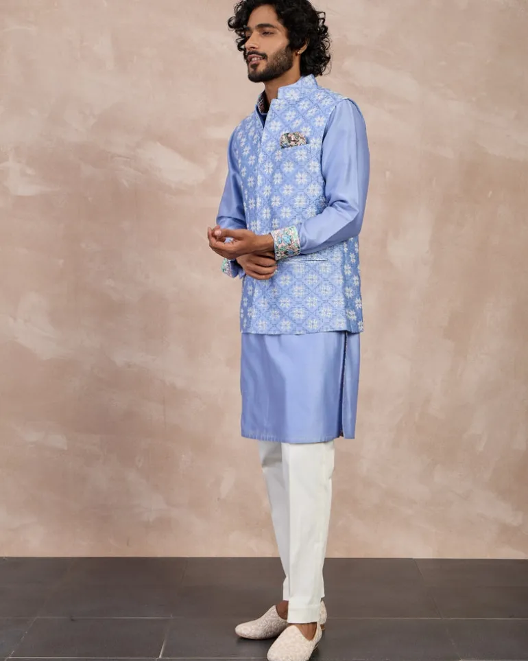 Persian Violet Plain Chanderi Straight Kurta Set