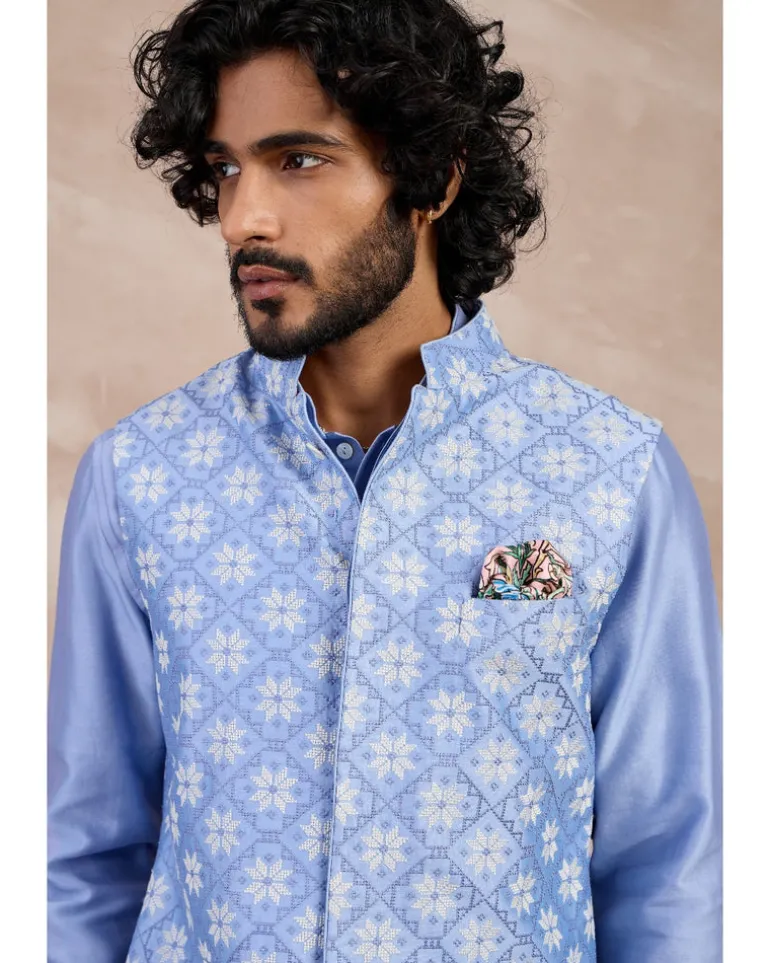Persian Violet Plain Chanderi Straight Kurta Set