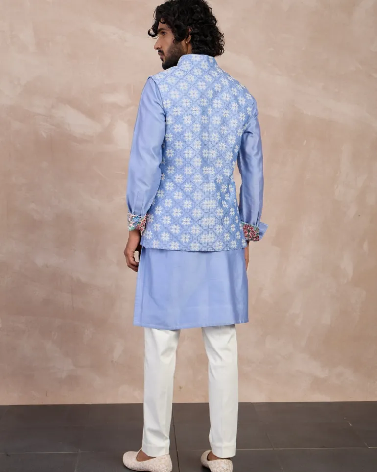 Persian Violet Plain Chanderi Straight Kurta Set