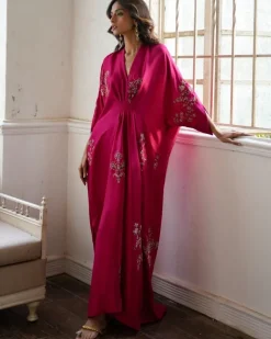 Pink Athina Embroidered Kaftan