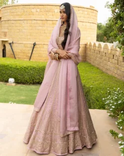 Pink Baby Orchid Embroidered Lehenga Set