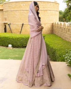 Pink Baby Orchid Embroidered Lehenga Set