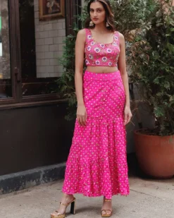 Pink Bandhani Skirt Set