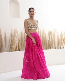 Pink Bandhini Lehenga & Blouse Set