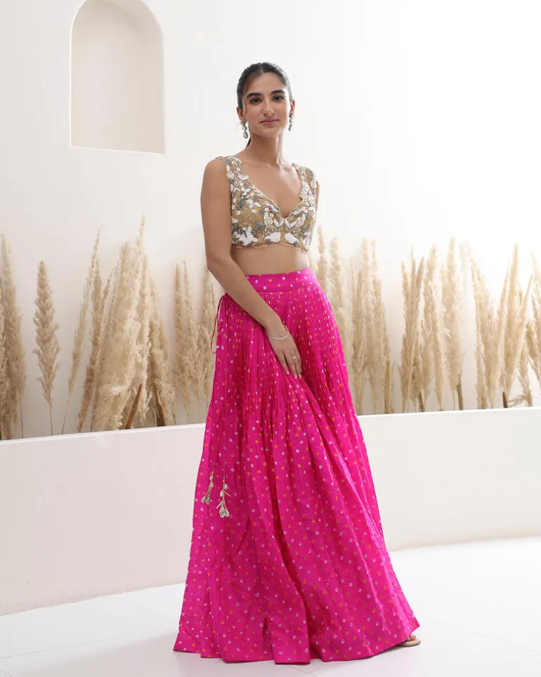 Pink Bandhini Lehenga & Blouse Set