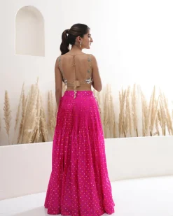 Pink Bandhini Lehenga & Blouse Set