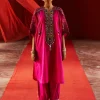 Pink Chanderi Kaftan Kurta Set