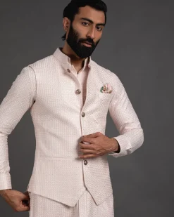 Pink Chanderi Silk Embroidered Kurta Set