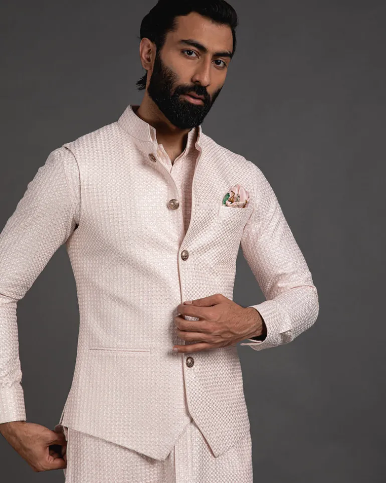 Pink Chanderi Silk Embroidered Kurta Set