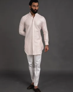 Pink Chanderi Silk Embroidered Kurta Set