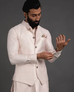 Pink Chanderi Silk Embroidered Kurta Set