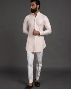Pink Chanderi Silk Embroidered Kurta Set