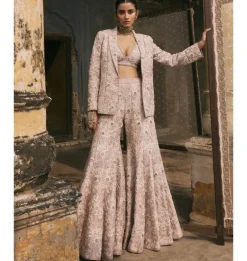 Pink Dori Work Jacket And Sharara Set
