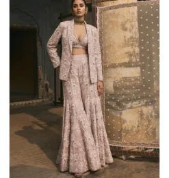 Pink Dori Work Jacket And Sharara Set