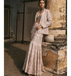 Pink Dori Work Jacket And Sharara Set