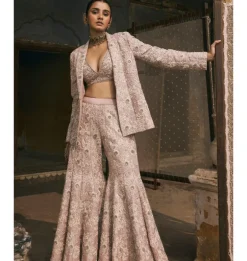 Pink Dori Work Jacket And Sharara Set