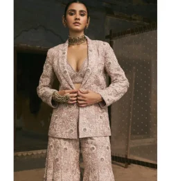 Pink Dori Work Jacket And Sharara Set