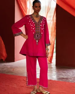 Pink Embroidered Co-Ord Set