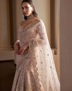 Pink Fit And Flare Lehenga Set