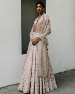 Pink Floral Jaal Lehenga
