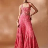 Pink High Waist Sharara With A Corset Blouse
