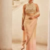 Pink Ivory Ombre Organza Sari Set