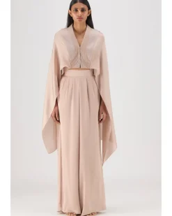 Pink Metallic Structured Cape Set