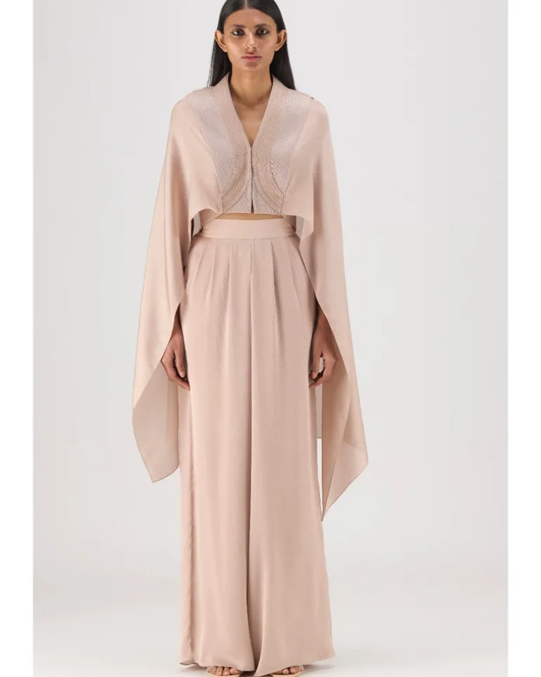 Pink Metallic Structured Cape Set