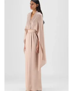 Pink Metallic Structured Cape Set