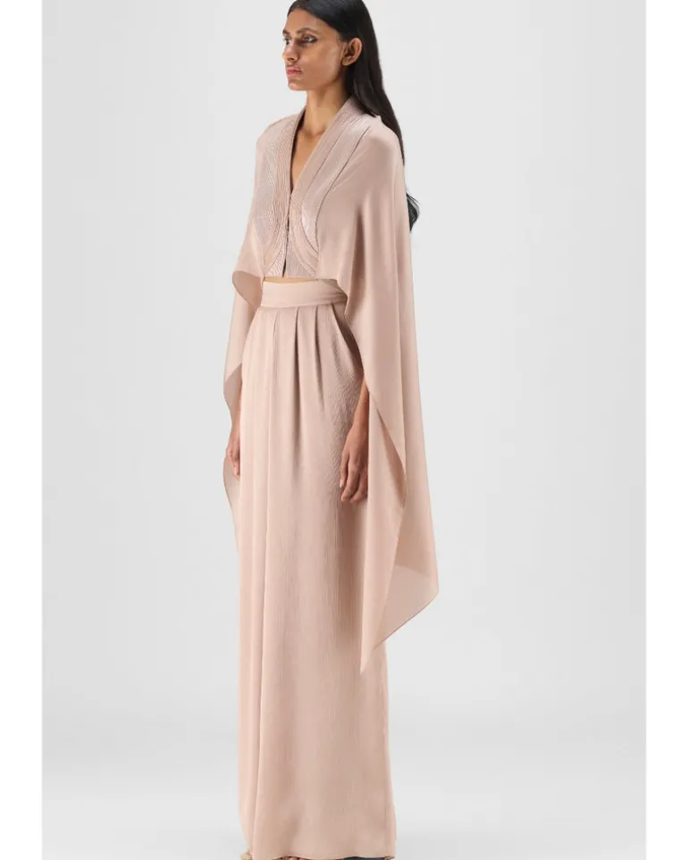 Pink Metallic Structured Cape Set
