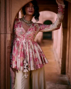 Pink Modern Peplum Set