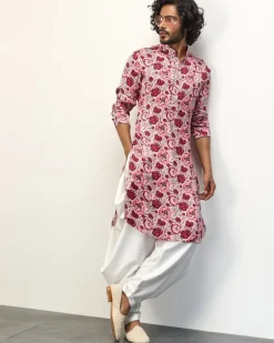 Pink Peonies Printed Kurta Set