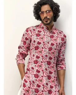 Pink Peonies Printed Kurta Set
