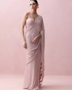 Pink Pre-Stitched Swarovski Sari